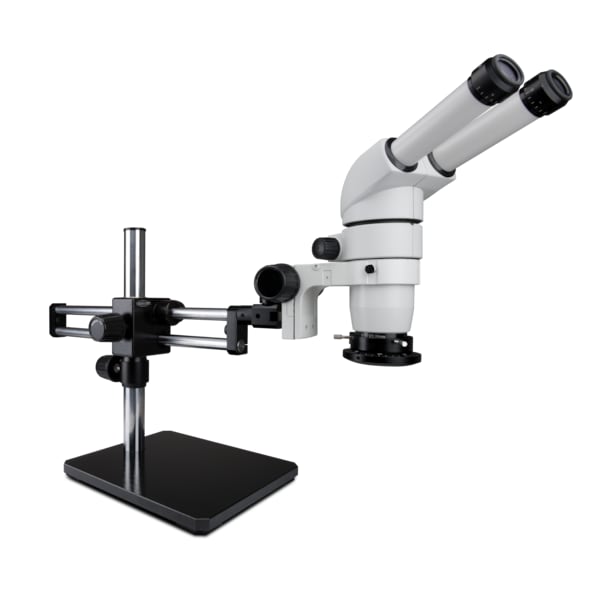 20 Degree Head Stereo Zoom Microscope With LED Ring On A Dual Arm Stand